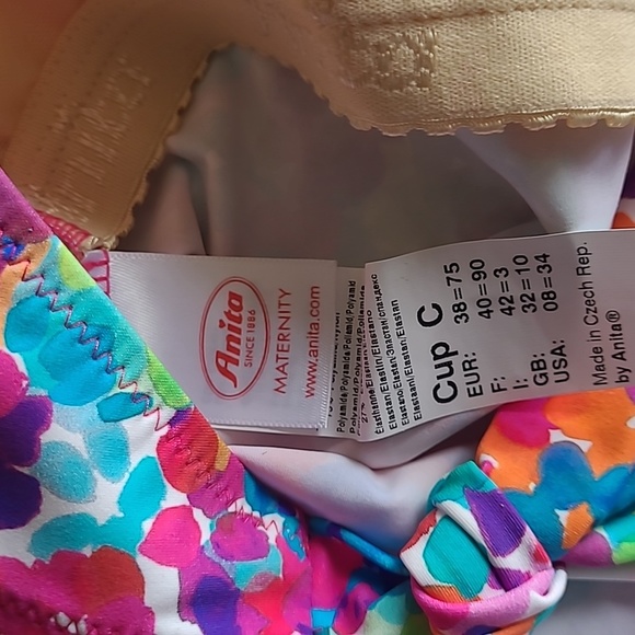 Anita Size 8 Colorful Floral Pattern Strapless Maternity Swimsuit - Picture 12 of 14